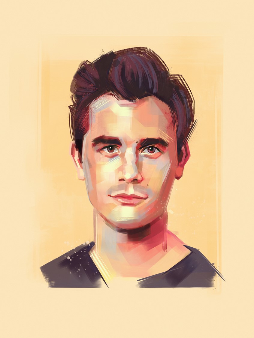 illustration of Illustration of Antoni Perowski, one fifth of the Queer Eye Team. Part of a set of five.
Orange, Yellow, Black, Face, Head, Portrait, LGBTQ, Gay Icon, Brushstrokes, Lines, Colorful, Colourful, Painting, Fashion, Television, TV, Entertainment, Eye, Mouth, Hair