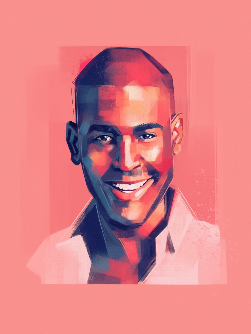 illustration of Illustration of Karamo Brown, one fifth of the Queer Eye team. Part of a set of five.
Red, Pink, Tonal, Black, Face, Head, Portrait, LGBTQ, Gay Icon, African American, Brushstrokes, Painting, Fashion, Television, TV, Entertainment, Brushstrokes, Lines, Colorful, Colourful, Eye, Mouth, Hair