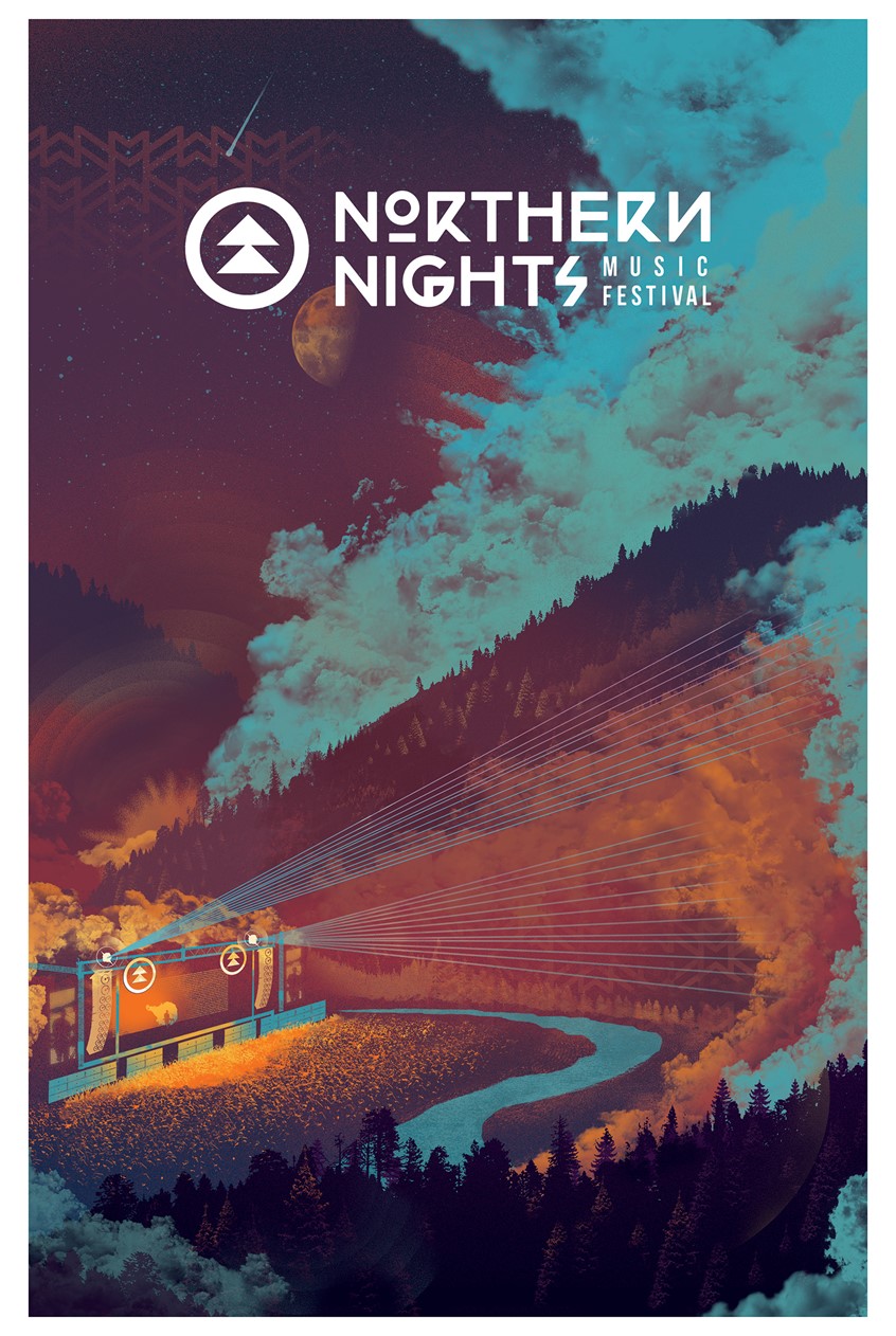 illustration of Collage/illustration for Northern Nights Festival's 2015 poster. I wanted to depict a hallucinatory electronic oasis in the wooded mountains of Humboldt.
Forest, Psychedelic, EDM, Music Festival, Trippy, Humboldt, California, Northern California