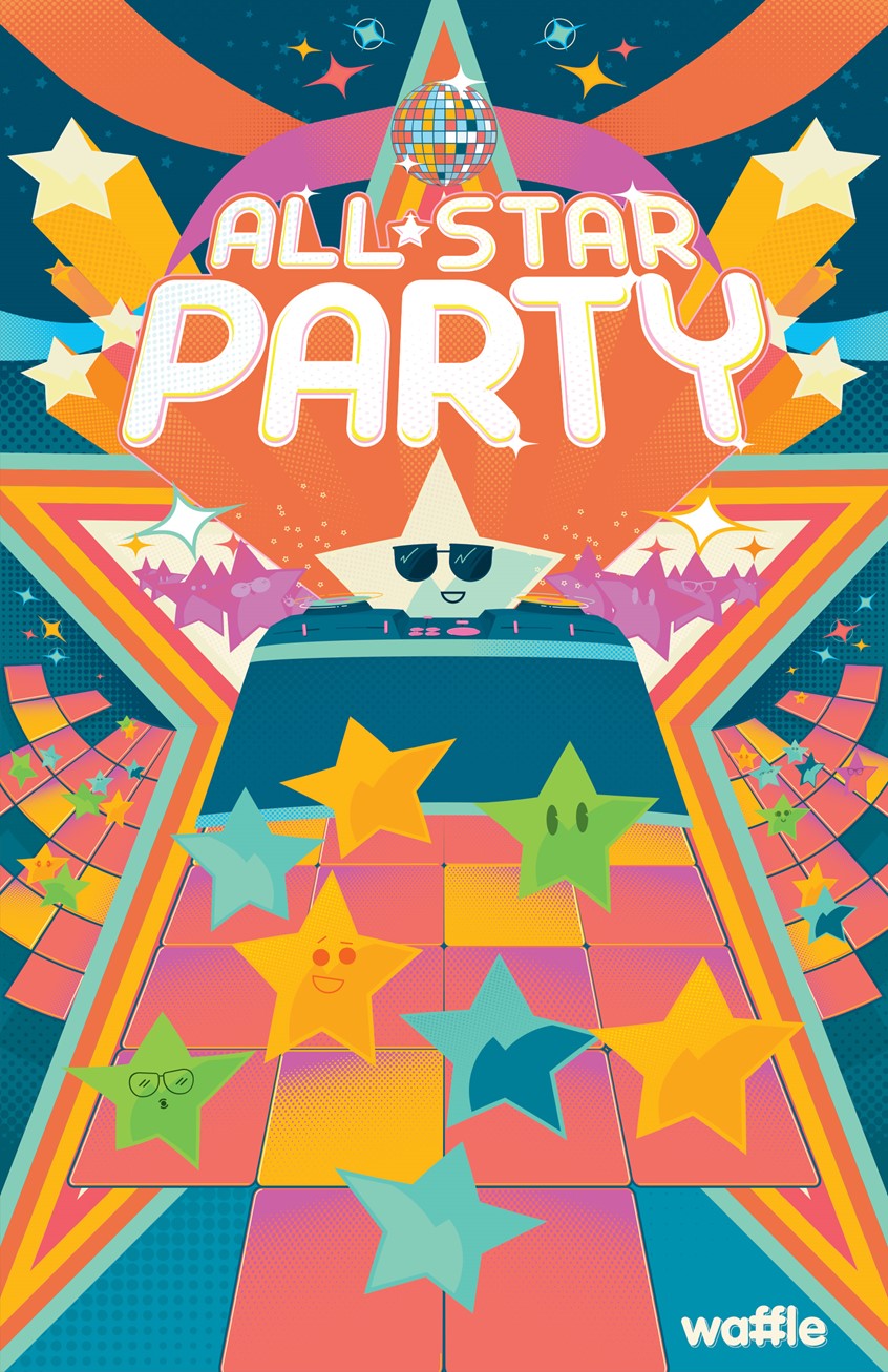 illustration of Waffle approached me in early 2018 to illustrate a poster for their new cartoon web short All-Star Party, about a galactic disco where stars meet to DJ, dance, and party.
I used its colors as a jumping off point but bent them a bit to a more refined palette and make this poster a bit more heightened than a simple promo.
All-Star Party, Disco, EDM, Dance Club, Star, Stars, Cartoon, Web Short, Waffle