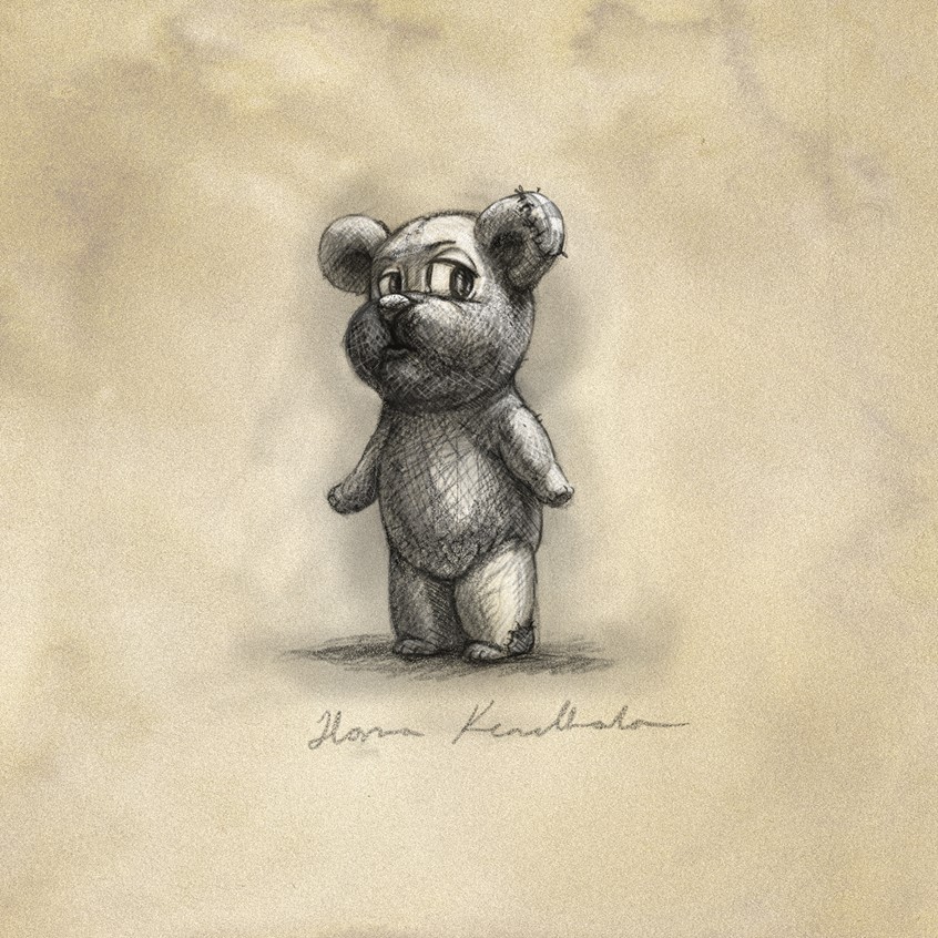 illustration of A black and white digital pencil drawing. teddy. teddybear. toy. toy design. cartoon. character. character design. black and white. drawing. pencil. funny. whimsical. bear. storytelling. character development. anthropomorphic. animal. cute. suspicious. gloomy. children's. story. portrait. gloomy. sad. old. style. vintage. stylistic. chibi.