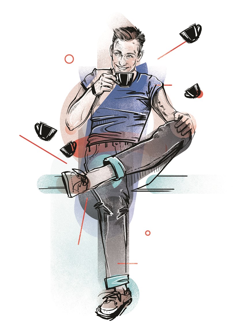illustration of Illustration of one of three baristas for Standart Magazine, the biggest publication about coffee culture. The article covered interviews and winning coffee recipes.