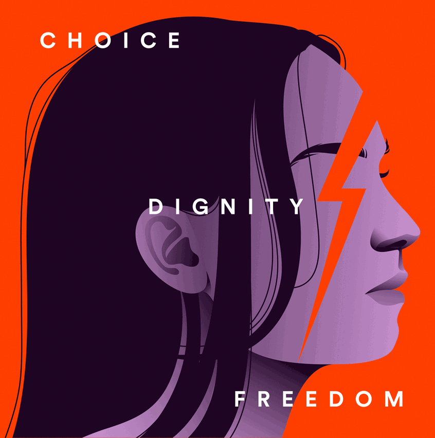 illustration of polish protests, protest, female, female rights, face, hair, lightning bolt, support, union, rights, social justice, social problems, justice, choice, freedom, dignity, freedom of choice, Poland, women's rights, women's strike, women, spotify, apple, equality, nike, airbnb, podcast, vinyl record, record label, record
