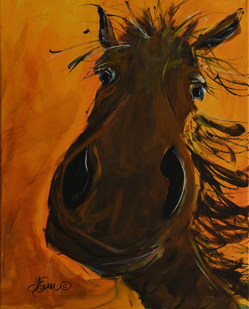 illustration of Whimsical Horse painting, animal with tons of personality looking quite curious. animals, critter, ranch, advertising, humor, farm, country, rural, branding horses equestrian humorous critters