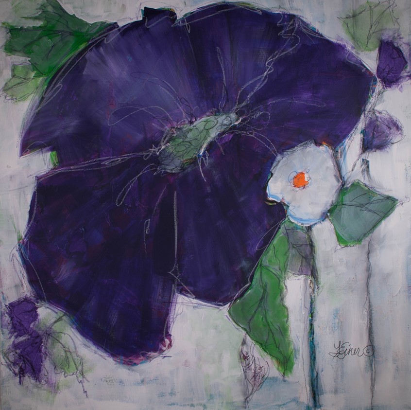 illustration of Impressionistic, painterly floral, flower, dreamy purple, hospitality, corporate, branding, decor, home, interior design florals flowers botanical botanicals hospital office