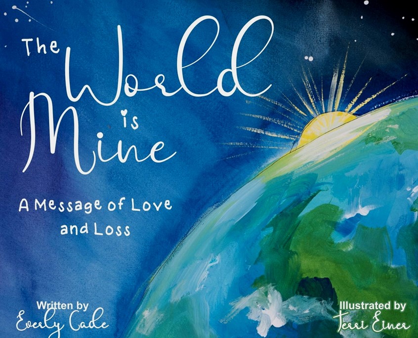 illustration of picture book, love, loss, grief, kid, juvenile, parent, therapy, sorrow, published, illustrator, cover art, blue, world, sun, universe, earth, space, sunrise, sunset, emotional, emotions, family, environment, greeting cards, sympathy