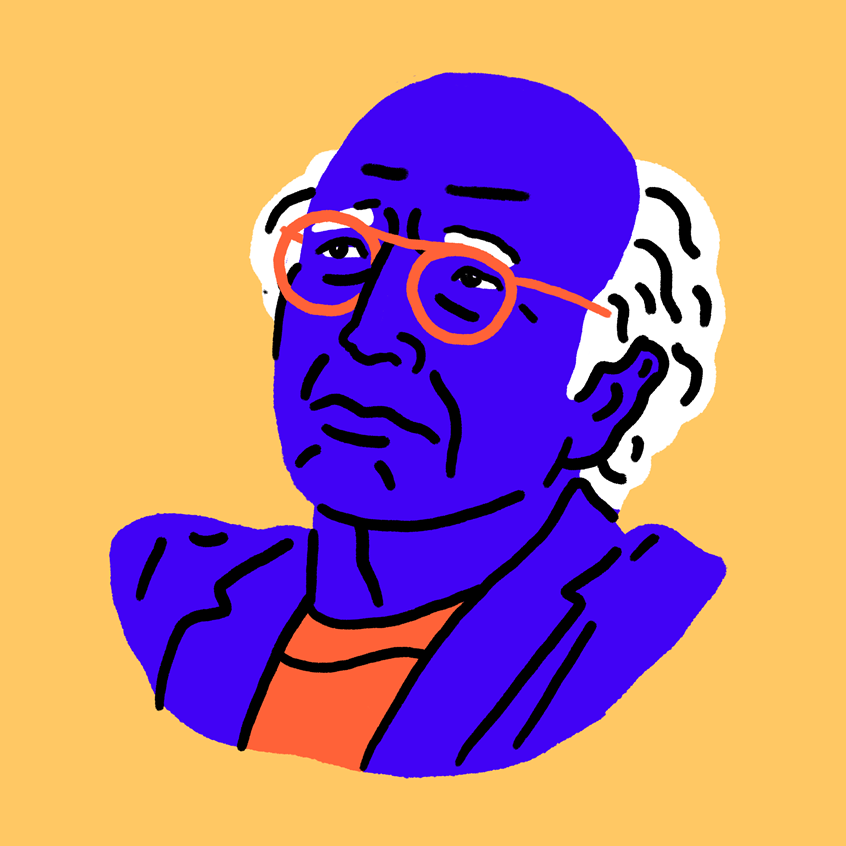 illustration of A portrait I created of the intolerable Larry David based on the newest season of Curb Your Enthusiasm where Larry becomes obsessed with hand sanitizers.
Portrait, fan art, saint, digital painting, limited color palette, handrawn type, custom type, sacrilegious, yellow, orange, blue.