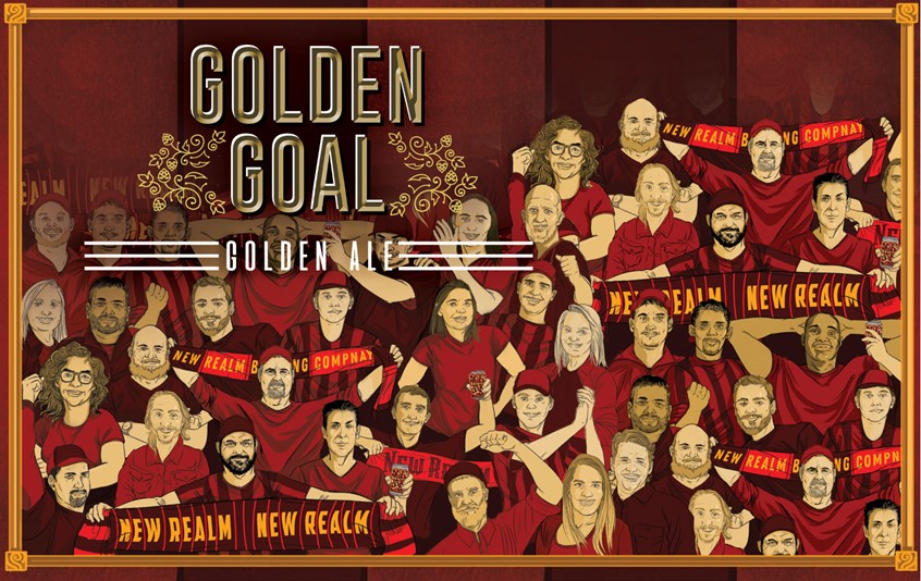 illustration of Collaboration with New Realm Brewing Company for a Golden Ale Style Beer sold exclusively for the Atlanta United Soccer Team. Portraits were illustrated for the brewery staff in Atlanta, Georgia. The illustration was done digitally in Procreate and Photoshop
Food, Drink, Pattern, alcoholic, beverage, package, label, beer, bottle, can, craft, seamless, textile, book cover, hipster, young, person, bearded man, beard, dude, cool attitude, people, handsome, man, male, woman, female