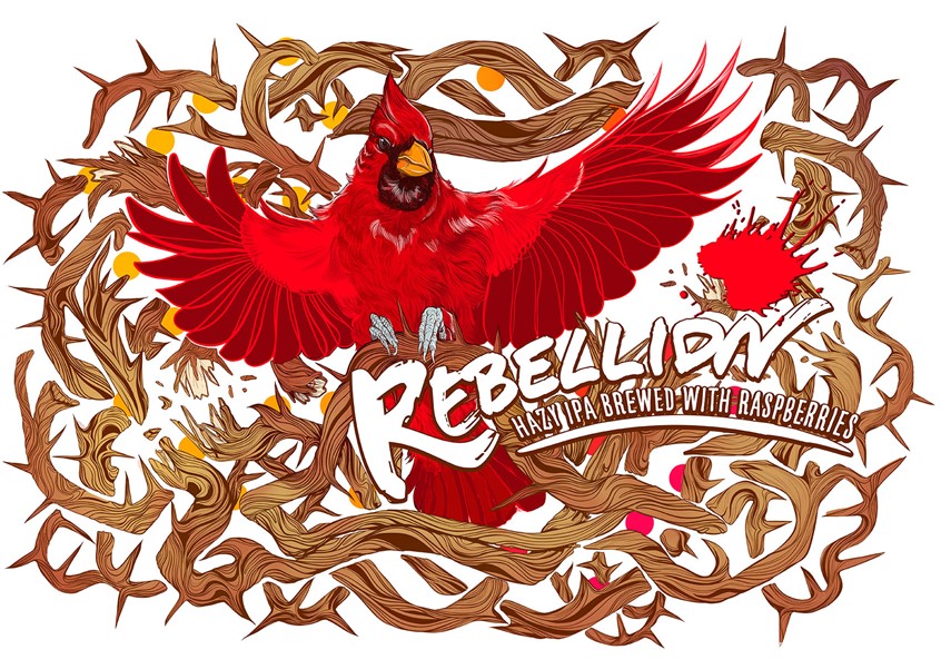 illustration of Like the sharp whistle of the cardinal, this beer hits you with a sudden sharp raspberry punch.
Label design for a personal project on my patreon.
Package design food drink label art beer hipster animal bird plants vines linework detail ink design