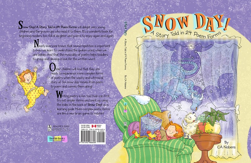 illustration of Whimsical,digital,watercolor,dragon,winter,snow,snowfall,snow day,snowy,snowflake,girl,friends,diversity,family,poem,poetry,school,family,home,magic,dog,animals,pet,home,neighborhood