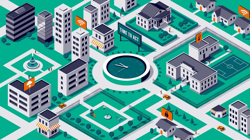 illustration of 'Time to Act' is a Siemens campaign that highlights the need for buildings to be modernised to comply with new European regulations.
The aim of the campaign was to show how, as global leaders in innovation technology, Siemens are perfectly placed to help companies achieve and future proof their energy usage through smart automated technology.
Isometric, clock, watch, icons, future, animation, advertising