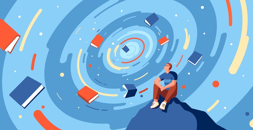 illustration of Created for Apple Books for a collection of iconic and unforgettable books that inspire and influence the worlds of art and culture.
reading, universe, world, earth, influence, youth, space, pattern, rock, person, conceptual, metaphor, flat, shapes