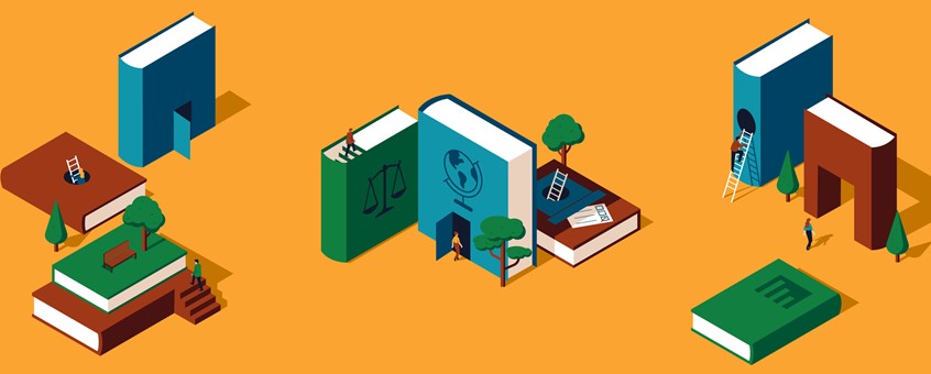 illustration of Created as part of the 'Further Reading' series for Apple Books.
Nature, world, politics, news, current affairs, globe, education, isometric, earth, balance, ladder, conceptual, vector, digital