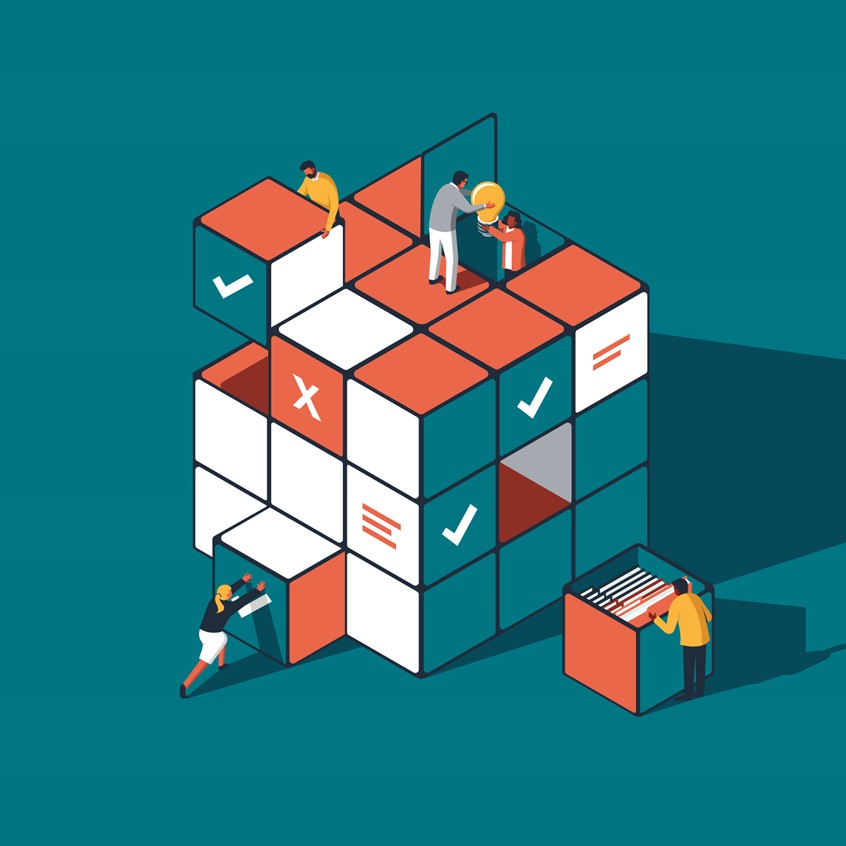 illustration of Created for the AEC industry's leading integrated knowledge and project management software company, Flo10.
Flo10 is a smart intranet and project management solution, designed specifically for architects, engineers and construction consultants.
The illustration highlights the company's knowledge sharing and interactive capabilities whilst also integrating project tracking and management software.