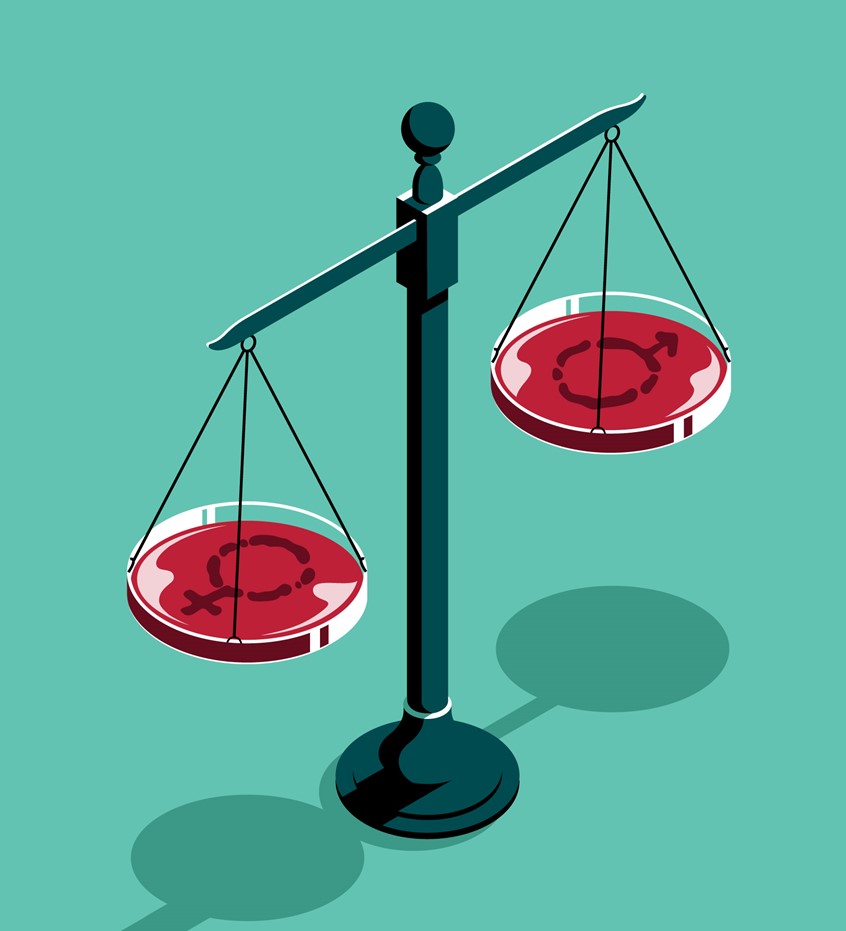 illustration of For Brigham Health magazine. The illustrated article talks about how we can tailor care for women, with much of what we know about how to diagnose and treat disease being based on years of medical research that focuses almost exclusively on males.
medical research, laboratory, researchers, equality, gender, petri dish, scales, science, medicine, balance, women, hospital, healthcare, treatment