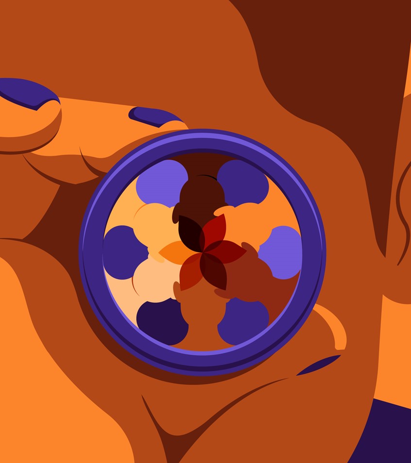 illustration of Cover illustration for Midwives magazine about how the Royal College of Midwives are making a change to decolonise midwifery and educating midwives on how to care for mothers and babies of all ethnicities.
Pregnancy, equality, inequality, minimal, minimalist, healthcare, medicine, midwife, race, face