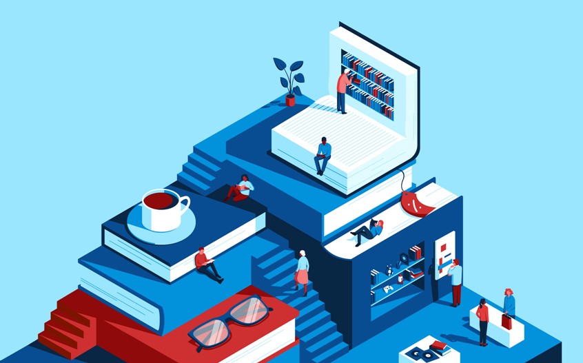 illustration of Created for the series 'Lives and Legacies' about bookselling titan, Leonard Riggio.
Bookstore, Barnes and Noble, editorial, sale, outlet, department store, cafe, coffee, books, reading