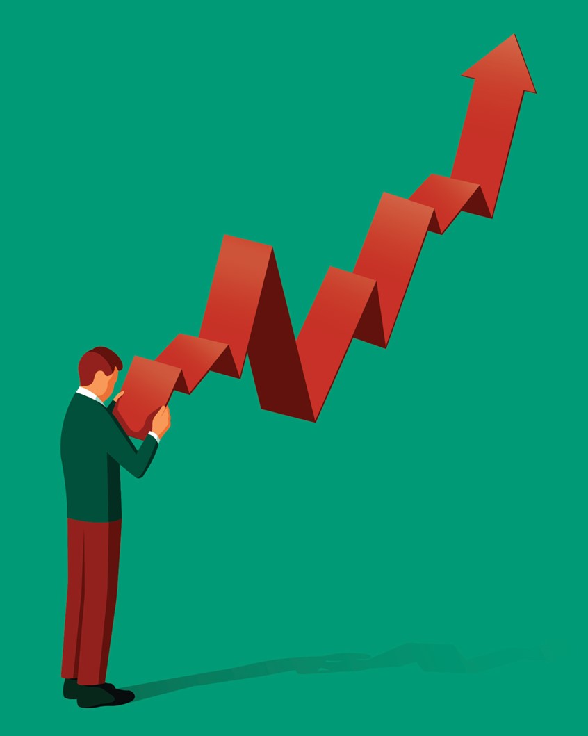 illustration of Created for Chicago Booth magazine about studying the stock market and uncovering trends.
Investing, investments, stock market, portfolio, businessman, financial, money, savings, stocks and shares