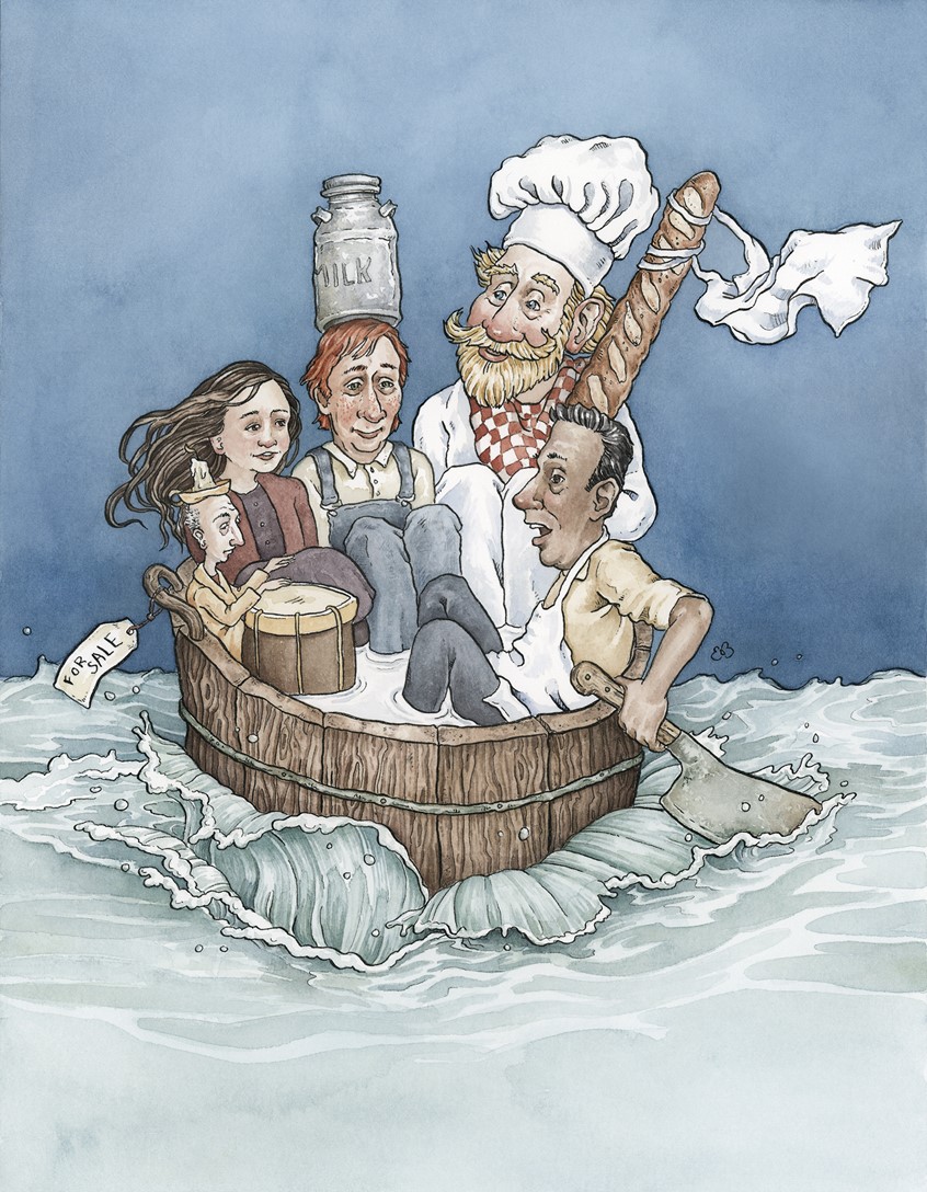 illustration of Illustrated scene from the children's story