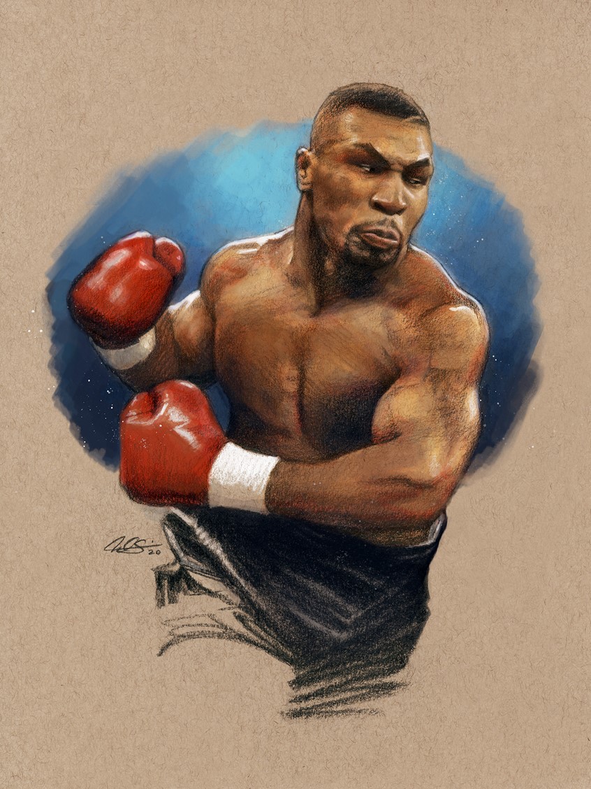 illustration of Editorial Portrait Illustration of Iconic Boxing Superstar Iron Mike Tyson. Illustration, Digital, Portrait, Spot Illustration, Sports, Boxing, Mike Tyson, Iron Mike Tyson, Editorial, Drawing, Painting, Angry, Action, Figure.