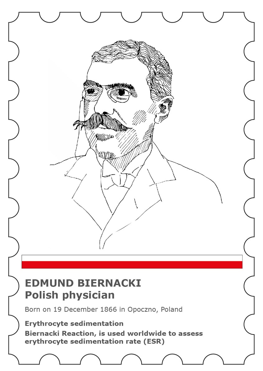 illustration of Illustration for poster celebrating Polish Day organised by EMA and Embassy of Poland in London. Portrait of Edmund Biernacki.