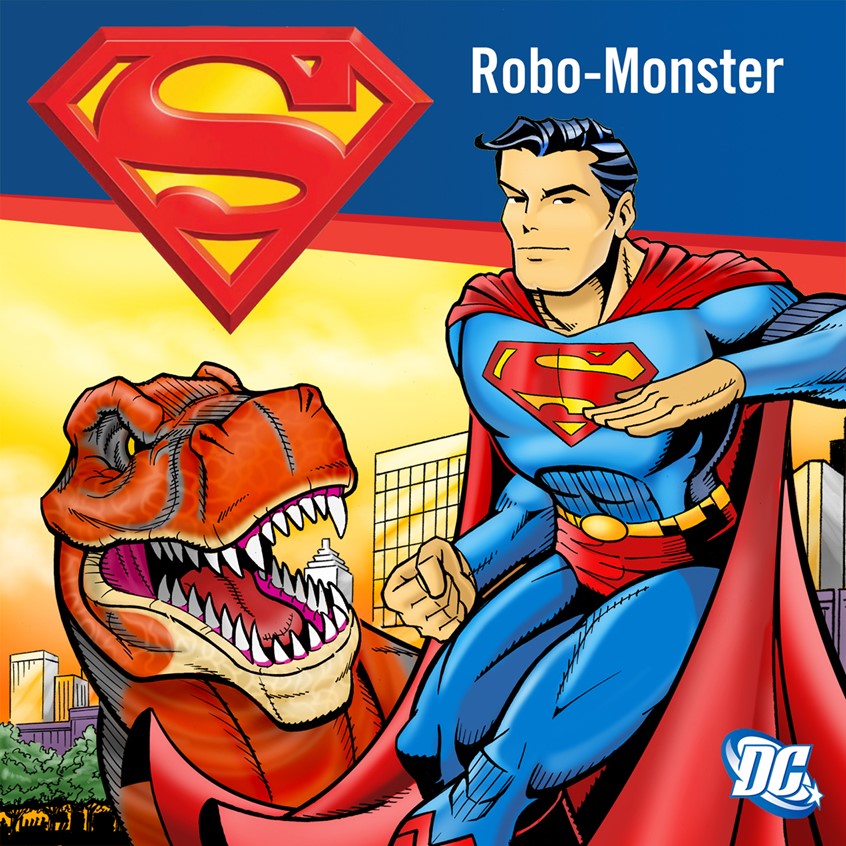 illustration of There is a new addition in town - a giant robotic dinosaur that Lex Luther unveiled in the city's Natural History Museum. However, when crowds show up to see the new exhibit, the event soon takes a turn for the worst. The giant robot barrels out of the museum and sets out to destroy the city. But before ultimate destruction, Superman arrives to stop him and reveals who's behind it all.
/ Superman - Robo Monster / 22pg storybook
2008 DC Comics - Meredith Books