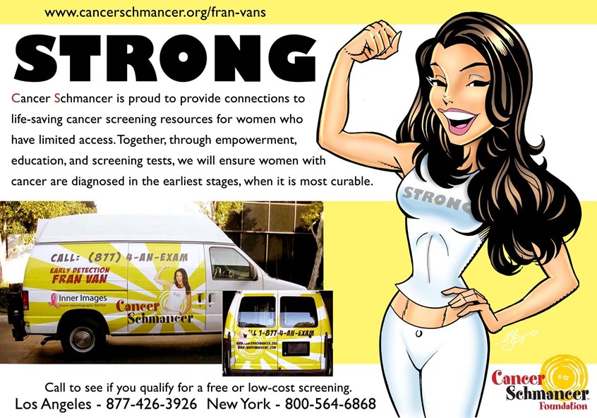 illustration of In 2015 Mr Scott donated his design services to Fran Drescher's Cancer Schmancer Foundation. Fran Van's provide free screening and medical service to women in low income neighborhoods.