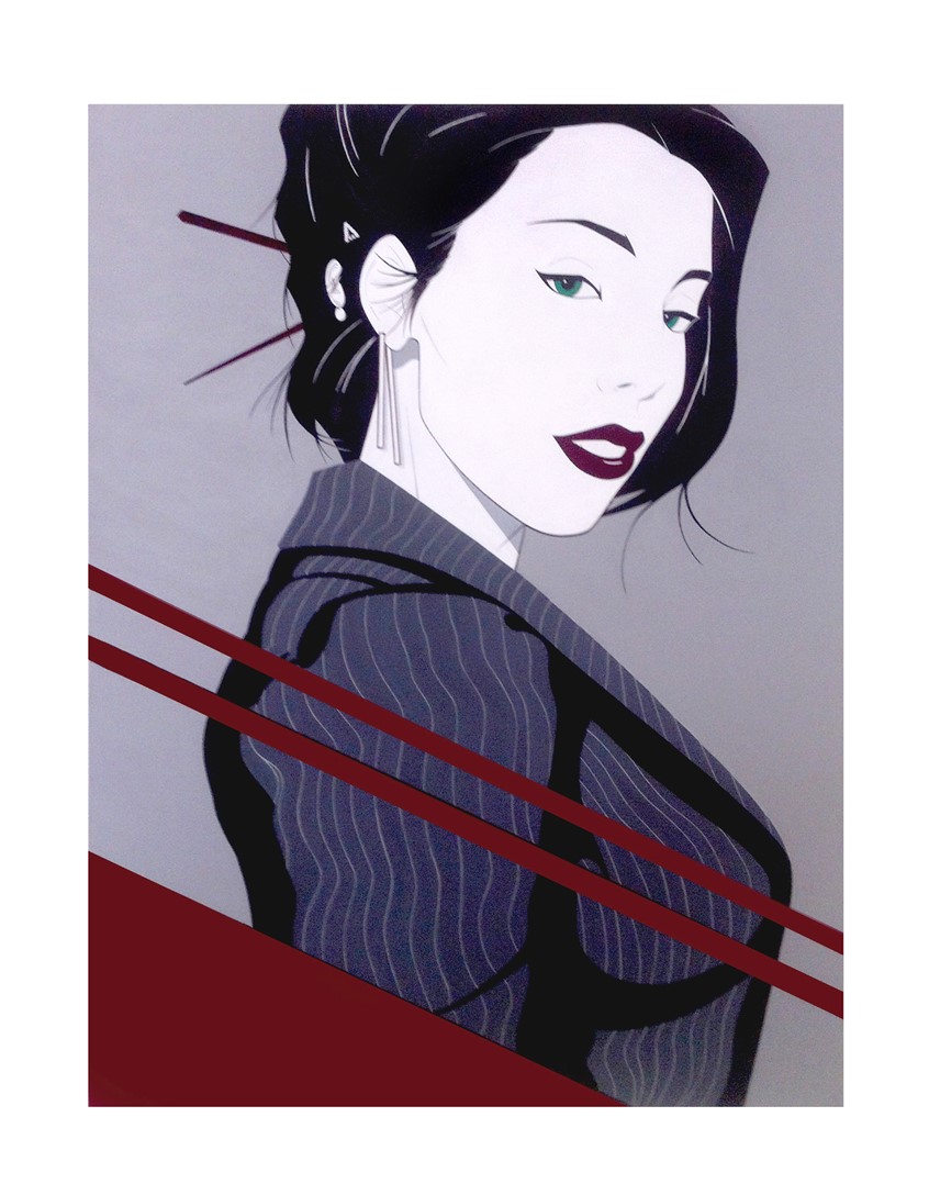 illustration of Patrick Nagel was the definitive pop artist of the early 80's. / Mr Scott painted this homage in Nagel's classic style to showcase the illustrious L.A. woman. Featuring model - Heather Jakeman / 48