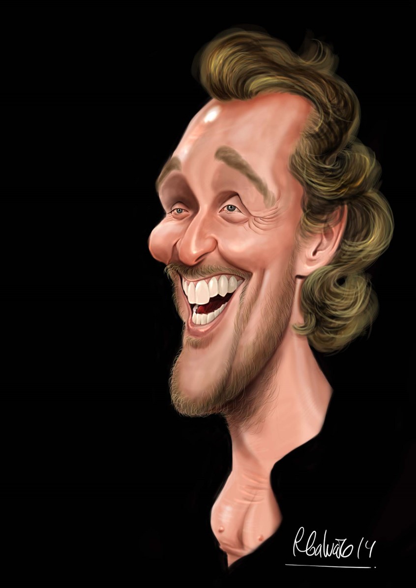 illustration of F/C caricature done in Procreate of Mathew McConaughey (personal project), digital, caricature, wormhole, science, people, humor, realism, cartoon, whimsical, sports, portraits of political personalities, portraits of business personalities, portraits of movie actors and actresses, celebrities, musicians, Tesla, electric vehicles, clean energy, politics, brexit, soccer.