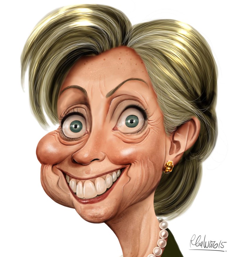 illustration of F/C caricature of the politician Hillary Clinton done in Procreate, digital, caricature, wormhole, science, people, humor, realism, cartoon, whimsical, sports, portraits of political personalities, portraits of business personalities, portraits of movie actors and actresses, celebrities, musicians, Tesla, electric vehicles, clean energy, politics, brexit, soccer.