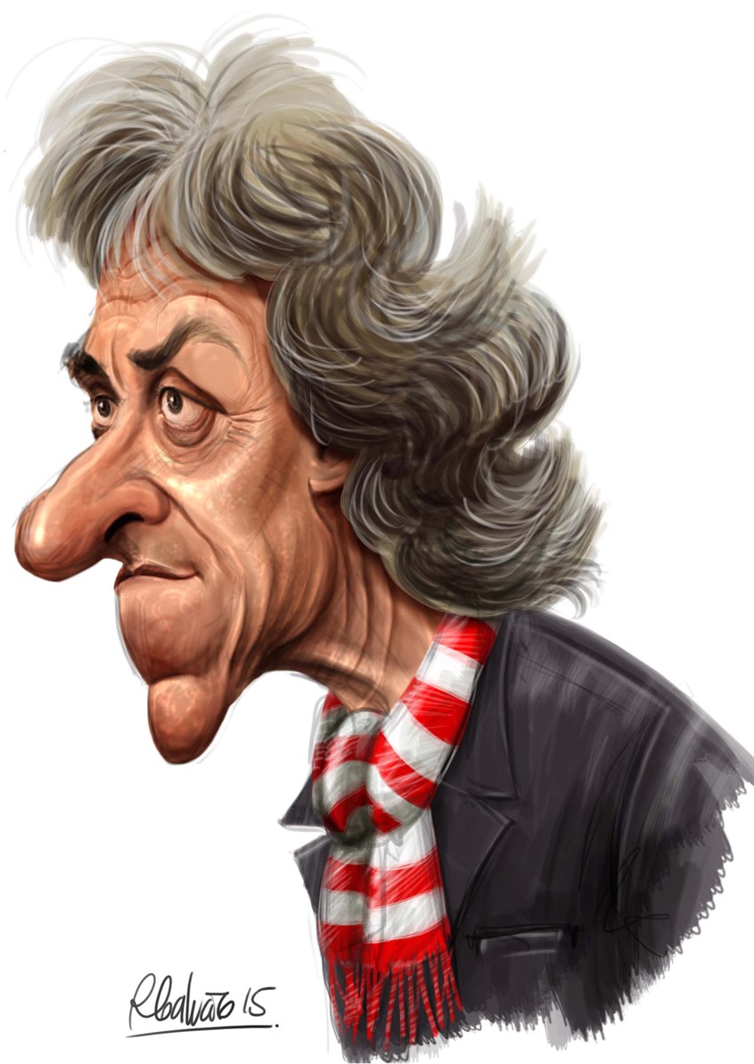 illustration of F/C caricature of the soccer coach Jorge Jesus done in Procreate, digital, caricature, wormhole, science, people, humor, realism, cartoon, whimsical, sports, portraits of political personalities, portraits of business personalities, portraits of movie actors and actresses, celebrities, musicians, Tesla, electric vehicles, clean energy, politics, brexit, soccer.
