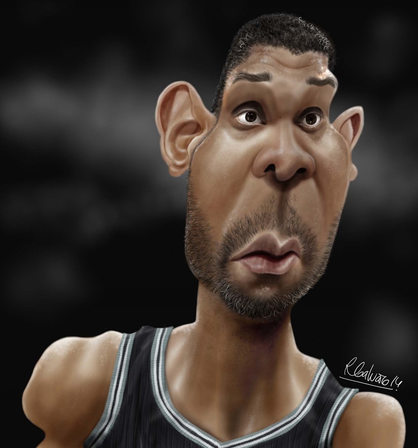 illustration of F/C caricature of the basketball player Tim Duncan done in Procreate, digital, caricature, wormhole, science, people, humor, realism, cartoon, whimsical, sports, portraits of political personalities, portraits of business personalities, portraits of movie actors and actresses, celebrities, musicians, Tesla, electric vehicles, clean energy, politics, brexit, soccer, basketball.