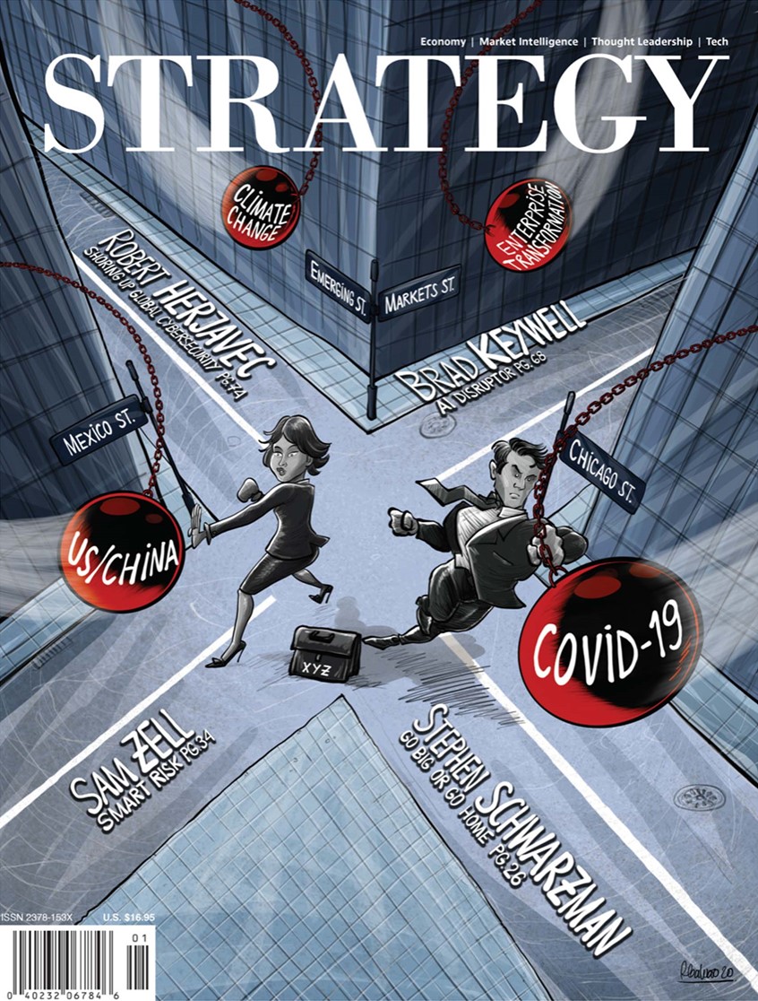 illustration of F/C cartoon for Strategy Magazine cover done in Procreate, digital, caricature, wormhole, science, people, humor, realism, cartoon, whimsical, sports, portraits of political personalities, portraits of business personalities, portraits of movie actors and actresses, celebrities, musicians, Tesla, electric vehicles, clean energy, politics, brexit, soccer, basketball.