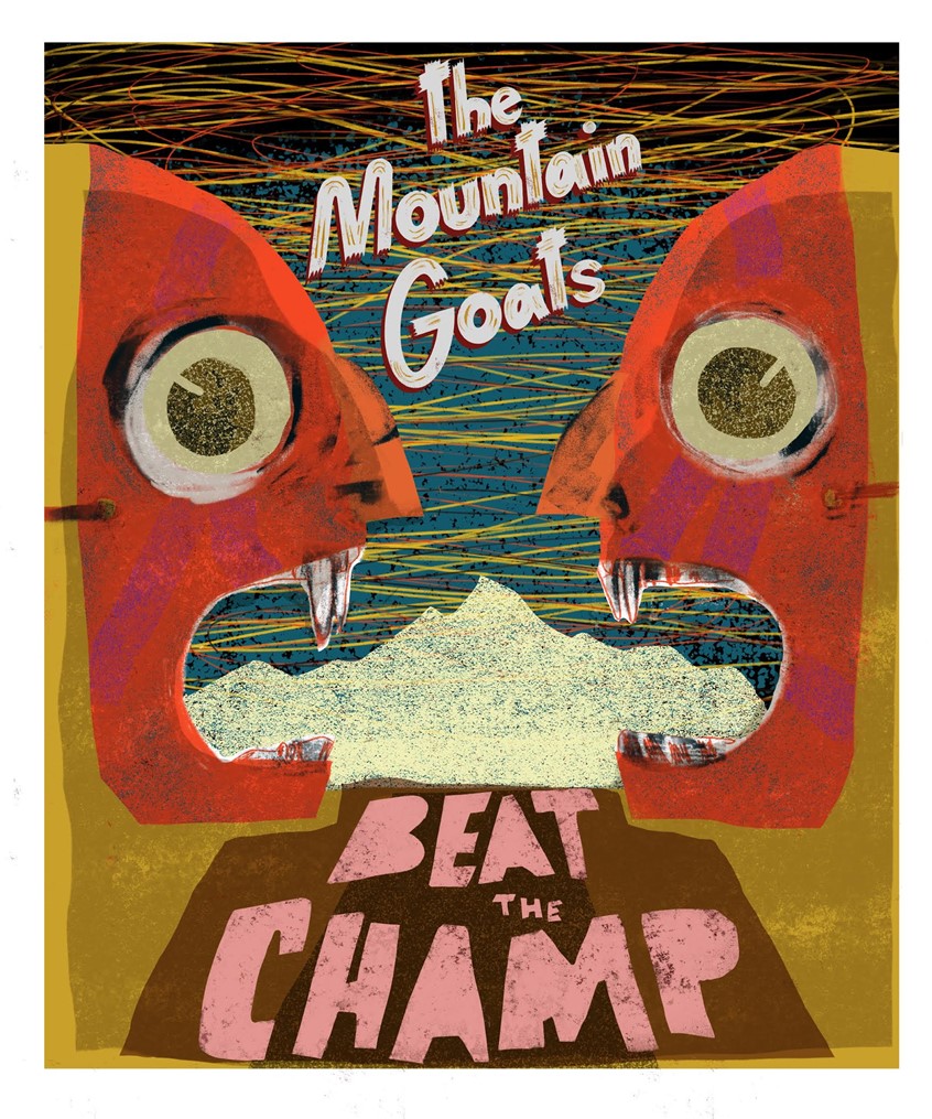 illustration of Album Cover or music poster
Abstract, nature, space, face, weird, equality, identity, mask, vampires, wrestlers, music, folk, the, mountain, goats, beat, the, champ, mexican wrestling, lucha, mountains, typography, beat, champ, outdoors, weird, odd, Science, fiction, peaceful, calm, serine, midcentury, modern, album, indie rock, modernism, line, airbrush, texture, face, faces, conceptual, conceptual art