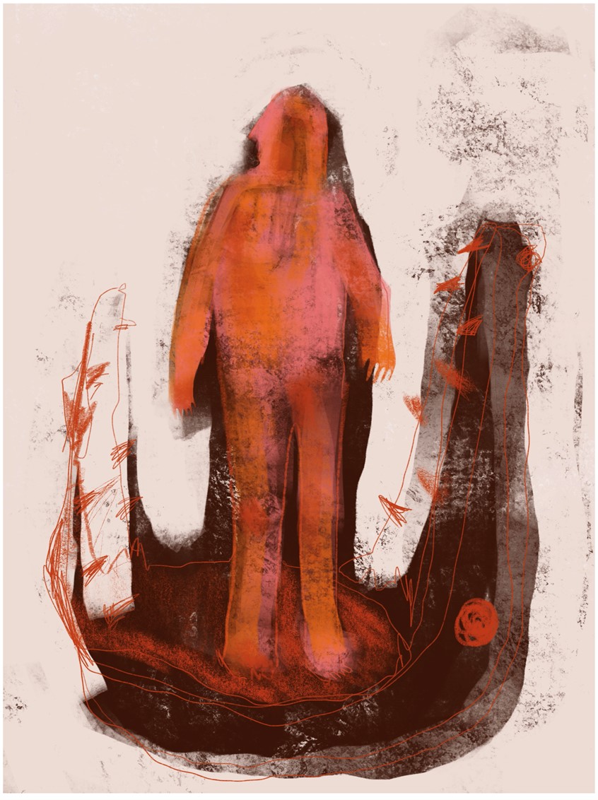 illustration of A person showing little interest in the monstrous problems engulfing his life in the form of an alligator.
Abstract, figurative, monster, depression, void, nature, conceptual, conceptual art
worldly, explorer, attack, nature, hiking, outdoors, weird, odd, Science, fiction inspired, peaceful, calm, serine, midcentury, modern, modernism, line, airbrush, texture, animal, psychology, psyche,
depression, sad, death, moody, powerless, giving up, unknown, alligator, crocodile, gator, croc,