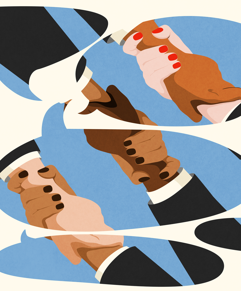 illustration of for Security Management Magazine. Lost in Translation ; workplace violence prevention programs
corporate ; workplace ; business ; workforce ; handshake ; brainstorm ; teamwork