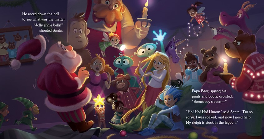 illustration of Humour, Seasonal, Character Design, Picture Books, Figurative, Monsters, Christmas, Santa, Elf, Holidays illustration, book jacket