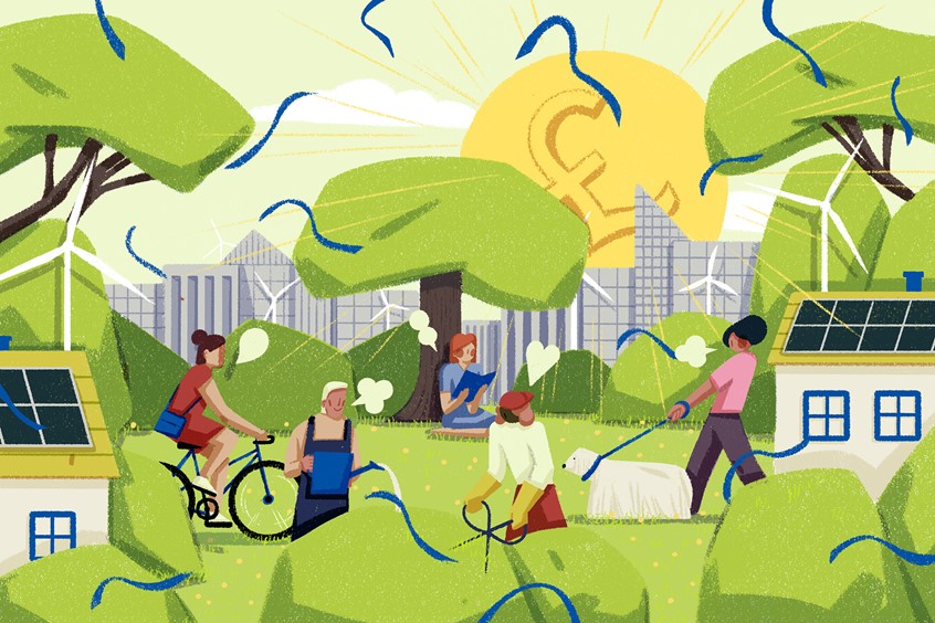 illustration of Xuetong Wang represented by Folio Art // Editorial illustration about The Royal Bank of Canada, talking about ethical and sustainable investments and how people's financial priorities have changed since the pandemic.