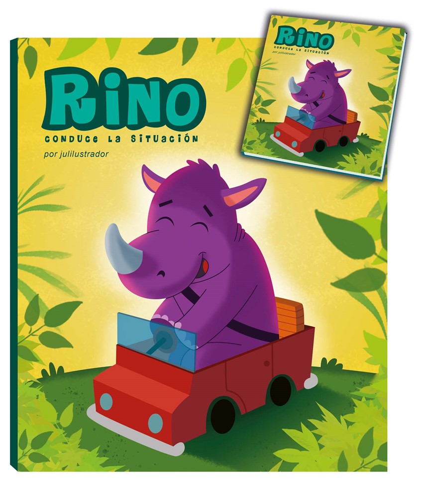 illustration of F/C illustration of rhino driving a car for a children's books, digital images, logo, editorial, social studies, children illustrations, vector art, people, character development, food, children books, whimsical illustrations, animals, maps, packaging, children, school books, album covers, toys and games, education, posters, travel, lettering, typography, design.