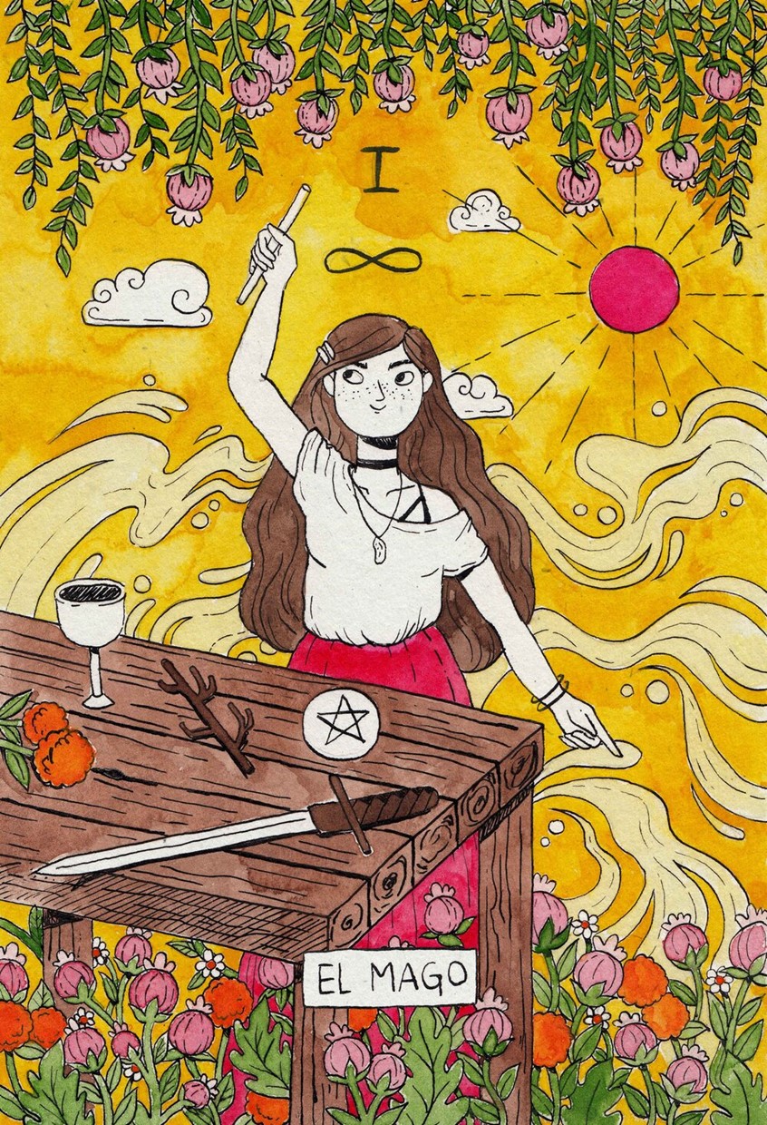 illustration of Illustration part of collaboration for a line of notebooks for a holistic co-working that works with the energy of people and overall well-being.
Tarot, woman, energy, tarot card, watercolor, yellow, comic, sun, nature, flowers
