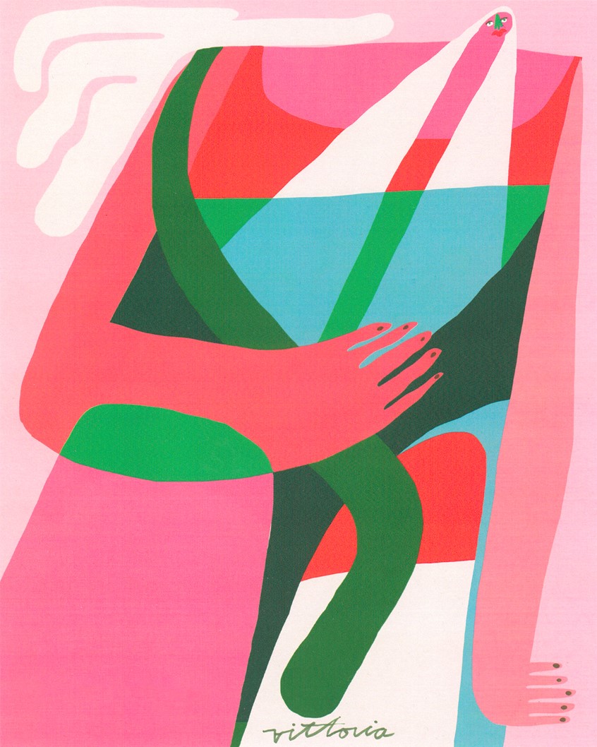 illustration of Amber Vittoria is an artist working in New York City. Her pieces focus on femininity and the female form, leveraging physical traits such as body hair, overtly extended limbs, and rounded features. Amber is a Forbes 30 Under 30 Recipient, One Club Young Gun, Society of Illustrators Gold Medalist, American Illustration Chosen Winner, and ADC Annual Award Winner. Her colorful artworks are sold as art prints through Society6 and are perfect for decor, decorating, interior design, home decor.