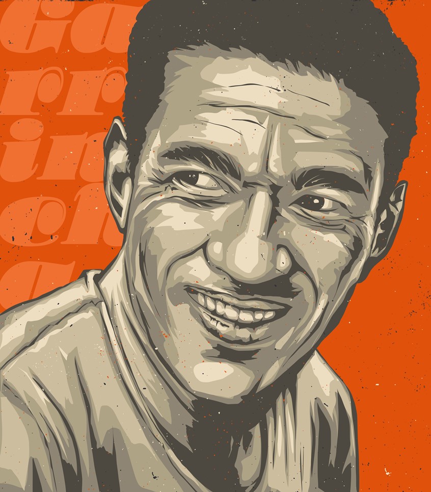 illustration of Part of a series of illustrations made for a booklet that tells the story of legendary football player Garrincha.
Editorial, books, publishing, author, entertainment, promotion, marketing, advertising, digital media, web media, football, soccer, sports, color, orange