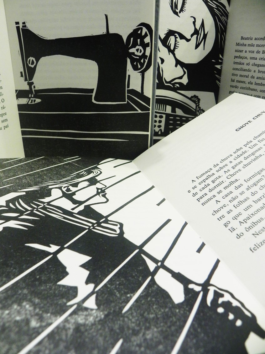 illustration of It is a handmade award winning book collection, using letterpress, block printting and handmade binding.
Awards:
11th Brasil Graphic Design Biennial Award - Book design category
Brasil National Library Literary Award - Book Design category
Editorial, books, publishing, author, entertainment, promotion, marketing, advertising, digital media, web media, color, book cover, graphic design
