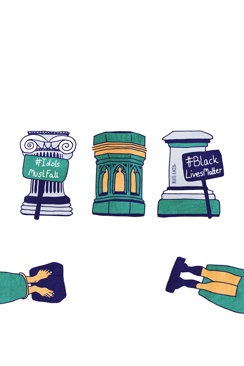 illustration of Editorial illustration for an article that explains the long tradition of toppling statues in Oxford that goes back in time. The only difference is the slogals we associate with the act.
Editorial, Illustration, Illustrator, Historical, Statues, Toppling, BlackLivesMatter, Activism