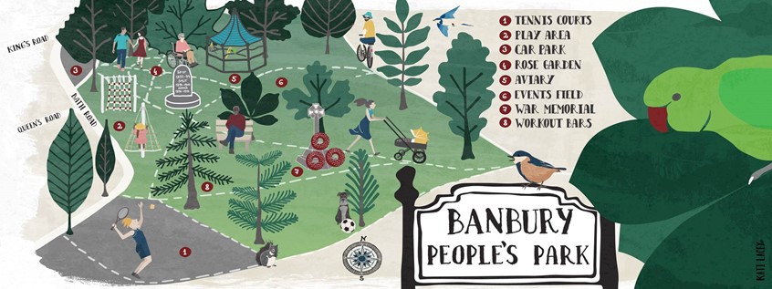 illustration of Map illustration for the centenary of my local park that's full of lovely people, dogs, squirrels and parakeets.
Map, Illustration, Illustrator, Park, Place, People, Birds, Parakeets, Wild Life, Urban, Centenary, Spaces, City, Infographic, Icons, Town, Environment, Covid, Covid-19, Coronavirus, Safe Activities, Social Distancing, Outdoor, National Parkland, Hand-lettering