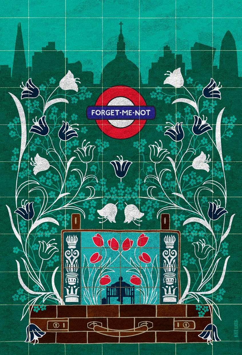 illustration of Illustration to celebrate a secret garden called Postman's Park in London where everyday people are commemorated through a wall of tiles that had given their lives to save others'.
Illustrator, Heritage, Historical, Folk Art, Floral, William Morris-esque, Tile, Design, Underground, Book Cover, Magazine, Flowers, Greeting, Park, Botany, Beauty, Cityscape, Natural Parkland, Landscape, Outdoors, Scenic, Sky Illustration, Non-Urban, Grassy