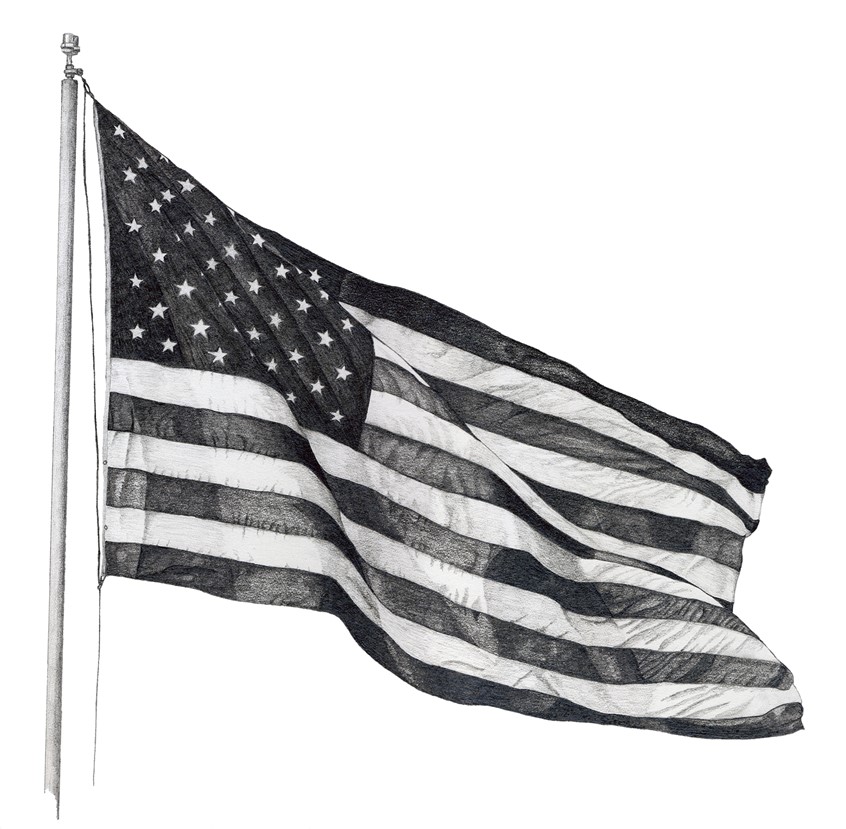 illustration of Hand drawn American flag illustration. Graphite pencil on cold press illustration board.
Keywords: Flag, Stripe, Patriotism, Freedom, Illustration, America, USA, Americana, Flagpole, Stars, Stars and Stripes, Pencil, hand drawn, Politics, Government, 4th of July, America, USA, American Culture, Realistic, illustration, Best illustrators, hand drawn,