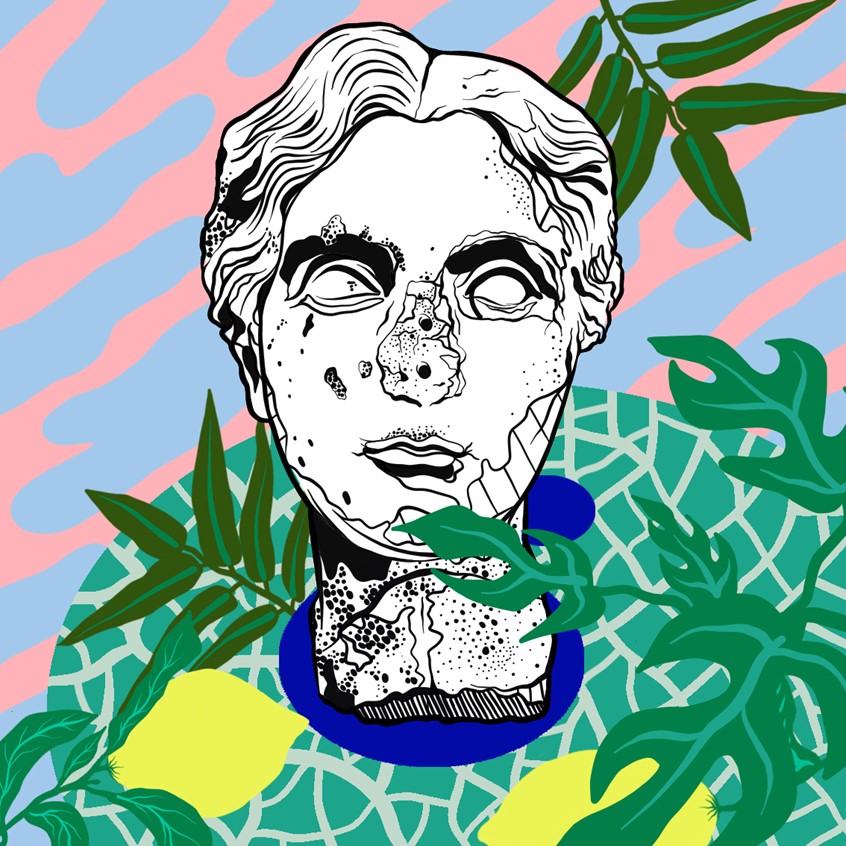 illustration of roman bust, roman, still life, antique, ancient, black and white line work, pattern, Italy, luxury, History, plants, palm trees, botanical, bust, stone, historical, Emperor, beard, ancient Rome,
Reconstructed, Marcus Aurelius, relief, stone, human anatomy, portrait, figure, female, woman, face, Greek, mythology, art