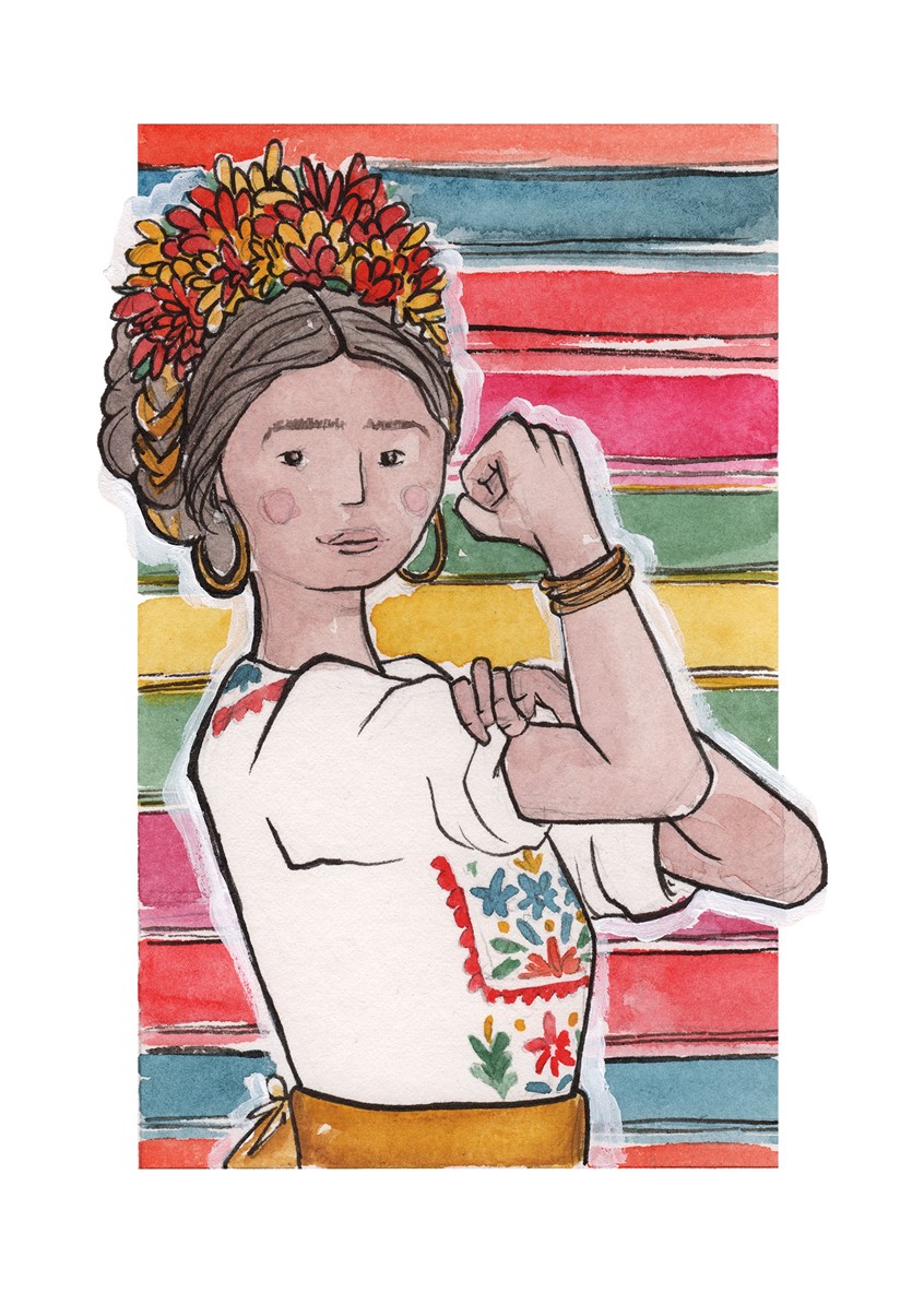 illustration of Podemos Hacerlo. Watercolor & Ink. 2017.
Mural Design. Concept Art
desert, latina, latinx, Arizona, desert, cactus, sun, happy, cultural, rosa, strong, feminist, feminine Mexican art, folk art, female