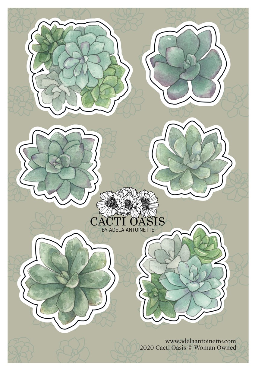 illustration of Succulent Sticker Sheet. 4